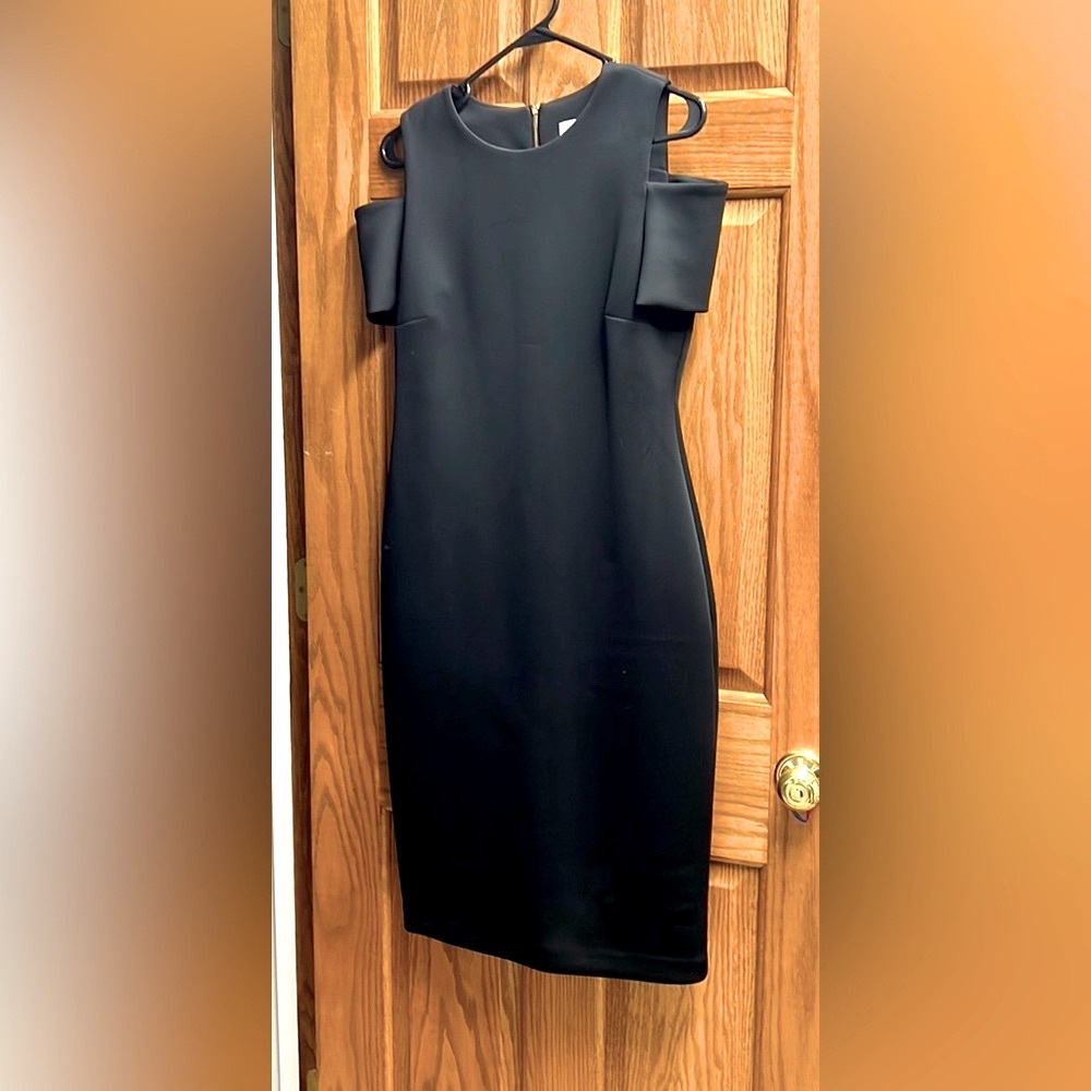 Calvin Klein black open shoulder dress